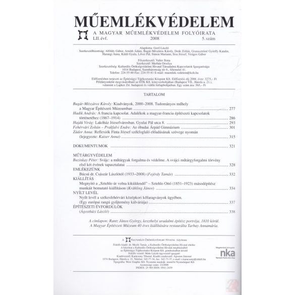 MŰEMLÉKVÉDELEM - LII. évf., 2008/5.