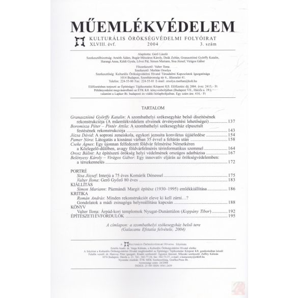 MŰEMLÉKVÉDELEM - XLVIII. évf., 2004/3.