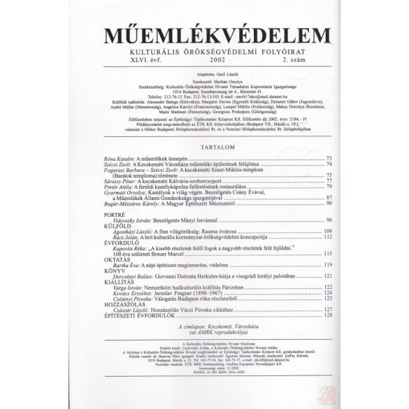 MŰEMLÉKVÉDELEM - XLVI. évf., 2002/2.