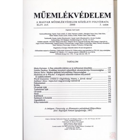 MŰEMLÉKVÉDELEM - XLIV. évf., 2000/3.