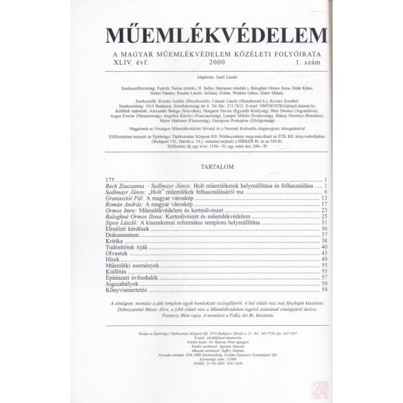 MŰEMLÉKVÉDELEM - XLIV. évf., 2000/1.