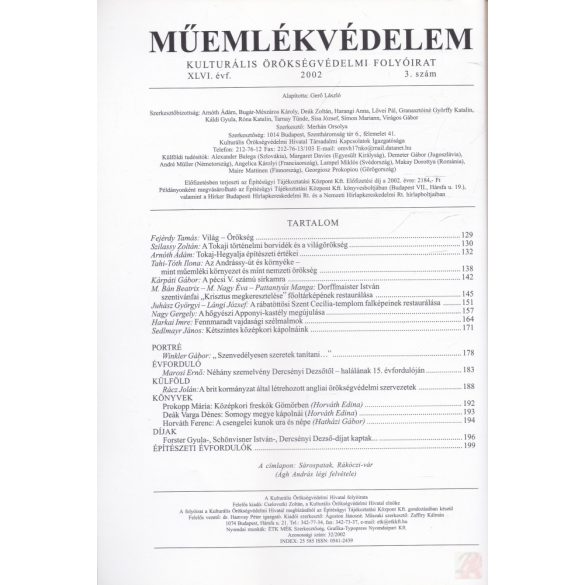 MŰEMLÉKVÉDELEM - XLVI. évf., 2002/3.