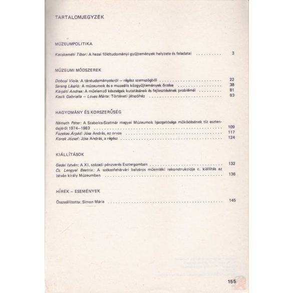 MÚZEUMI KÖZLEMÉNYEK 1984/2