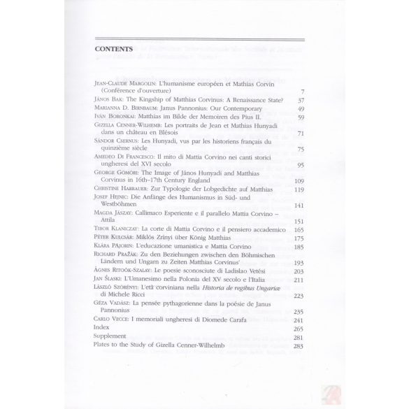 MATTHIAS CORVINUS AND THE HUMANISM IN CENTRAL EUROPE