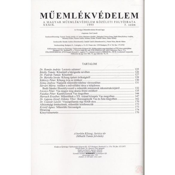 MŰEMLÉKVÉDELEM - XXXIX. évf., 1995/3.