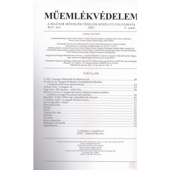 MŰEMLÉKVÉDELEM - XLV. évf., 2001/5.
