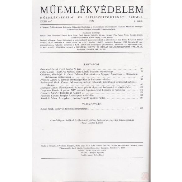 MŰEMLÉKVÉDELEM - XXIII. évf., 1979/2.