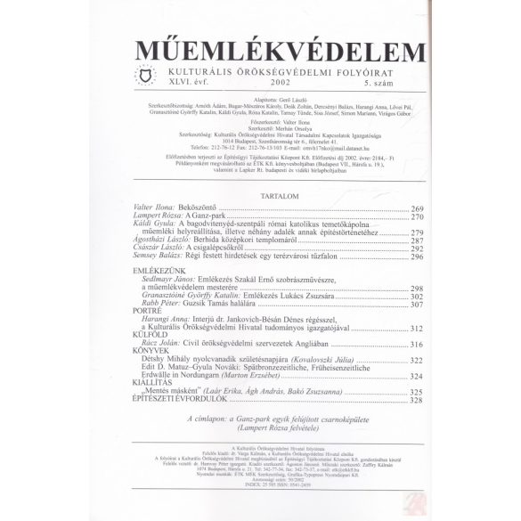 MŰEMLÉKVÉDELEM - XLVI. évf., 2002/5.