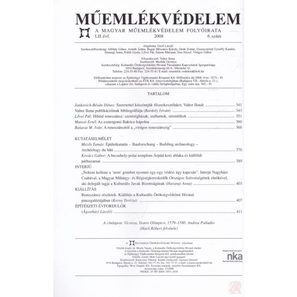 MŰEMLÉKVÉDELEM - LII. évf., 2008/6.
