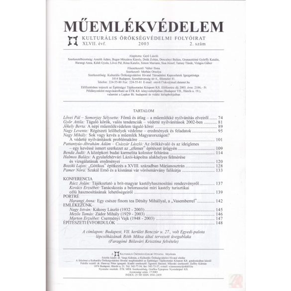 MŰEMLÉKVÉDELEM - XLVII. évf., 2003/2.