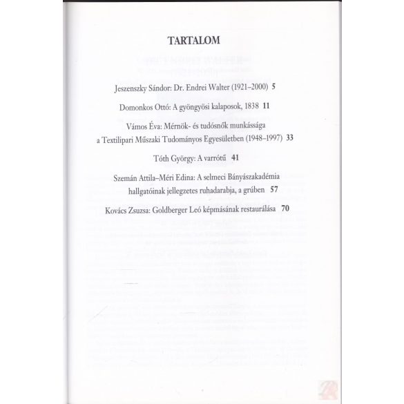 TEXTIL- ÉS TEXTILRUHÁZATI MÚZEUM ÉVKÖNYVE (IX.) 2001