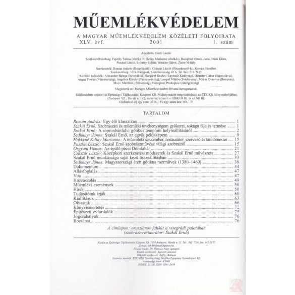MŰEMLÉKVÉDELEM - XLV. évf., 2001/1.