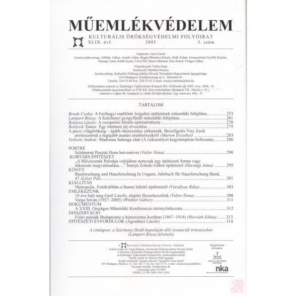 MŰEMLÉKVÉDELEM - XLIX. évf., 2005/5.