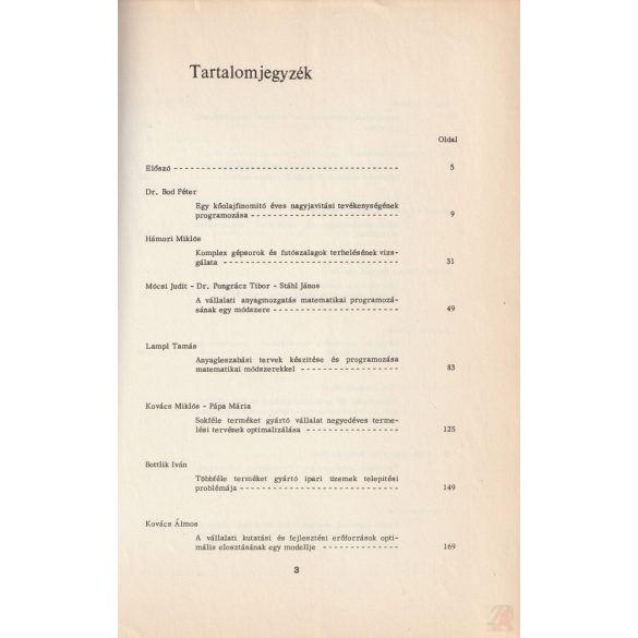 OPERÁCIÓKUTATÁSI ESETTANULMÁNYOK