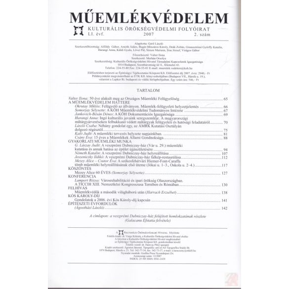 MŰEMLÉKVÉDELEM - LI. évf., 2007/2.