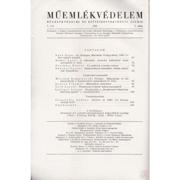 MŰEMLÉKVÉDELEM - V. évf., 1961/2.
