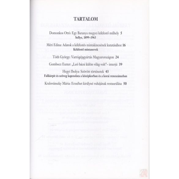 TEXTIL- ÉS TEXTILRUHÁZATI MÚZEUM ÉVKÖNYVE (XIII.) 2005