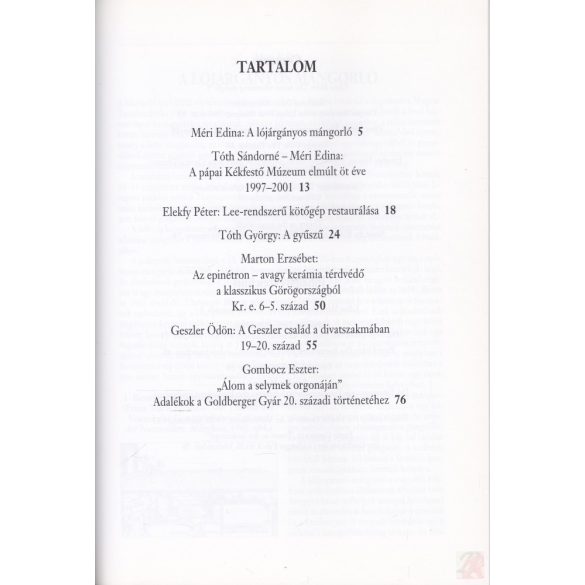 TEXTIL- ÉS TEXTILRUHÁZATI MÚZEUM ÉVKÖNYVE (X.) 2002