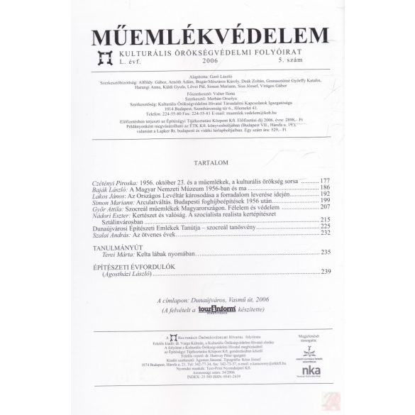 MŰEMLÉKVÉDELEM - L. évf., 2006/5.