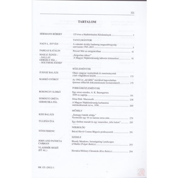 HADTÖRTÉNELMI KÖZLEMÉNYEK 2012/1
