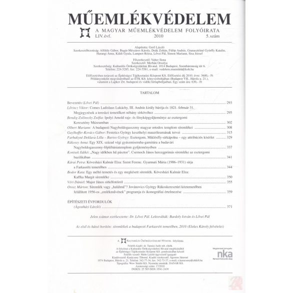 MŰEMLÉKVÉDELEM - LIV. évf., 2010/5.
