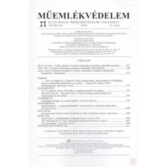 MŰEMLÉKVÉDELEM - XLVIII. évf., 2004/6.