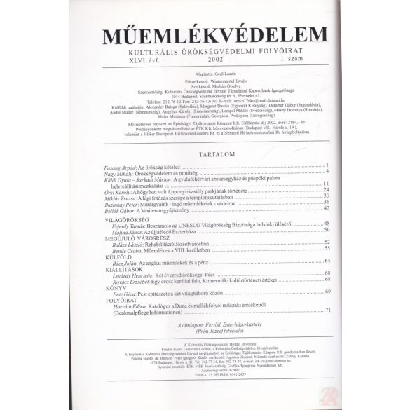 MŰEMLÉKVÉDELEM - XLVI. évf., 2002/1.