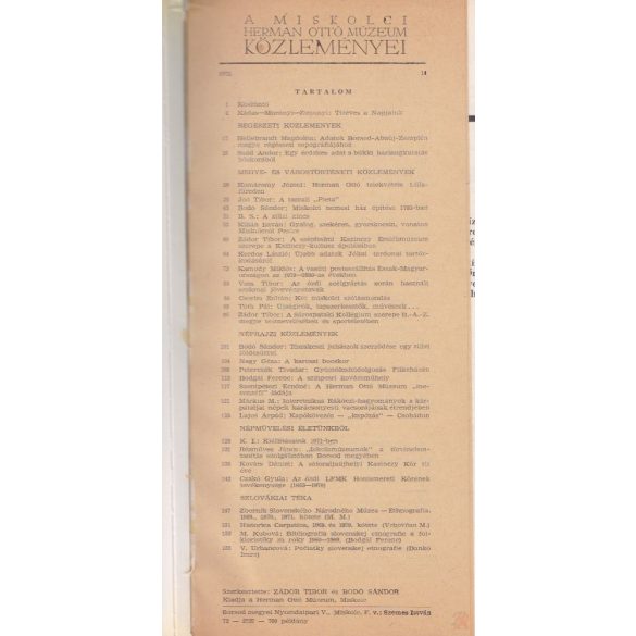 A MISKOLCI HERMAN OTTÓ MÚZEUM KÖZLEMÉNYEI 10.