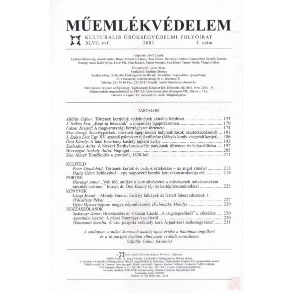 MŰEMLÉKVÉDELEM - XLVII. évf., 2003/3.