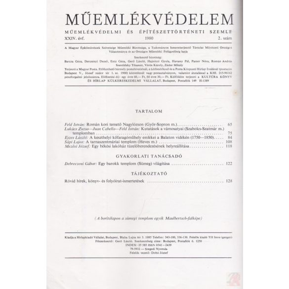MŰEMLÉKVÉDELEM - XXIV. évf., 1980/2.