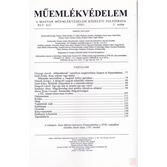 MŰEMLÉKVÉDELEM - XLV. évf., 2001/2.
