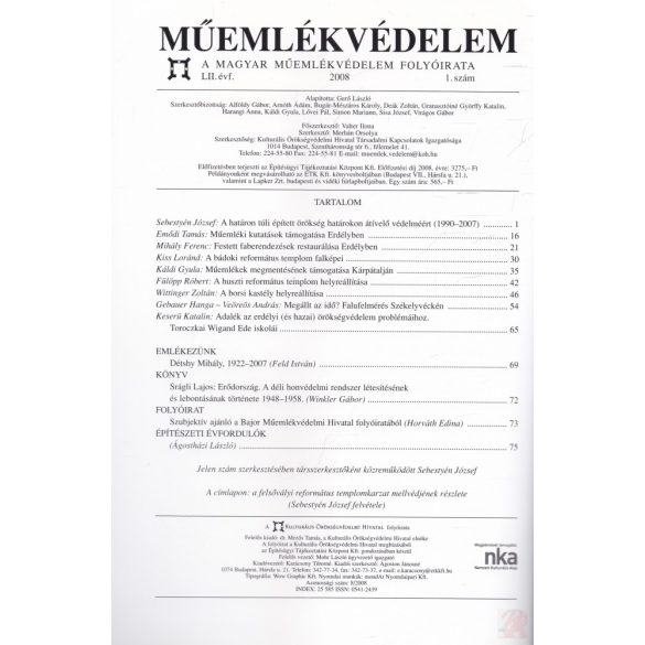 MŰEMLÉKVÉDELEM - LII. évf., 2008/1.