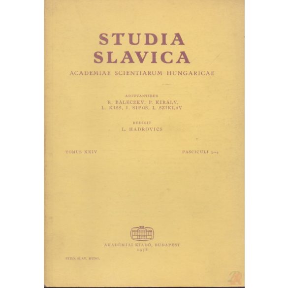STUDIA SLAVICA Tomus XXIV, Fasciculi 3-4.