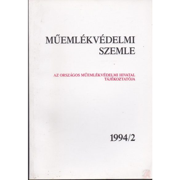 MŰEMLÉKVÉDELMI SZEMLE 1994/2